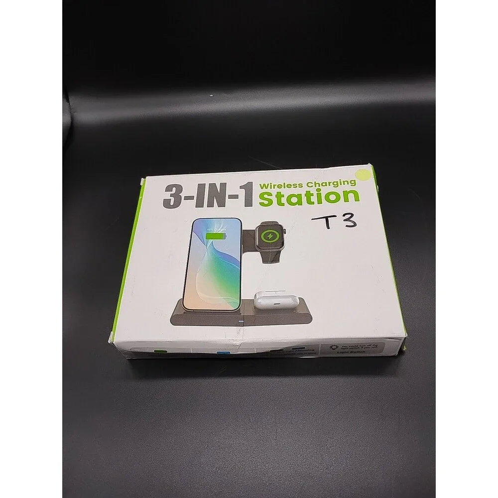 Wireless Charging Station 3 in Fast Charge  Apple iWatch Ultra+ SE 2-9 Lime Grn